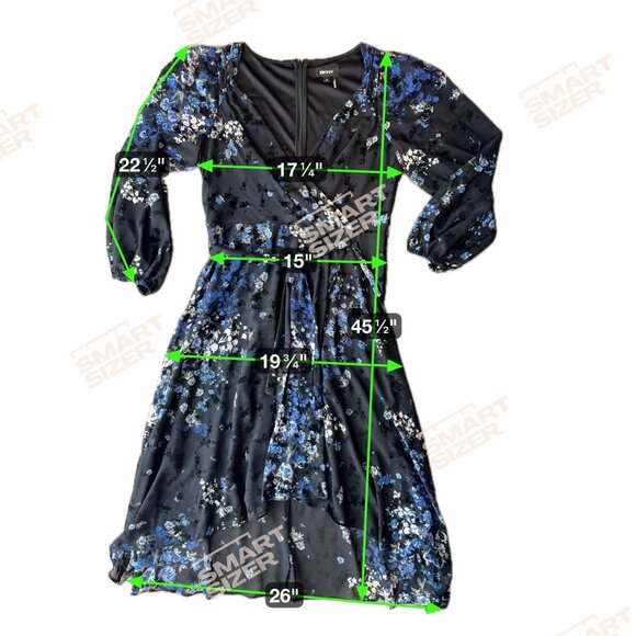DKNY Y2K Floral Velvet Burnout Faux Wrap Dress Womens Size 10 Empire Waist Flowy - Picture 2 of 8